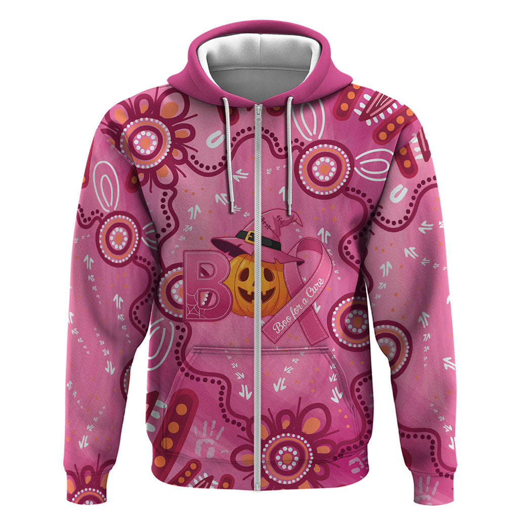 Boo for a Cure Pink Ghost Zip Hoodie Aboriginal Halloween Wear Pink