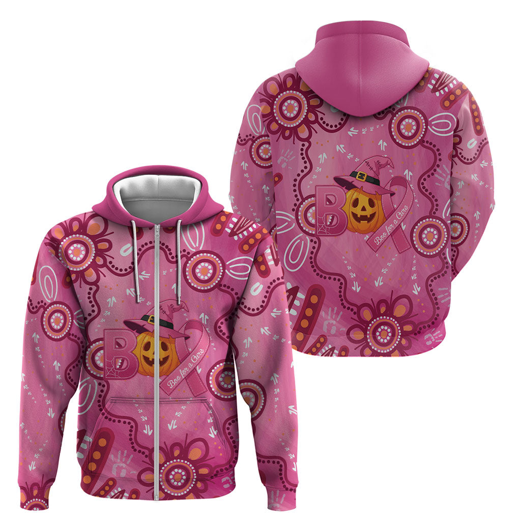 Boo for a Cure Pink Ghost Zip Hoodie Aboriginal Halloween Wear Pink