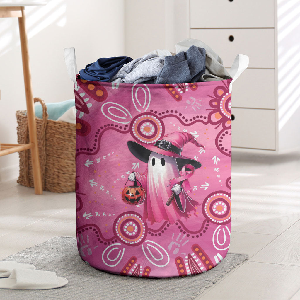Pink Ghost Ribbon Laundry Basket Aboriginal Halloween Wear Pink