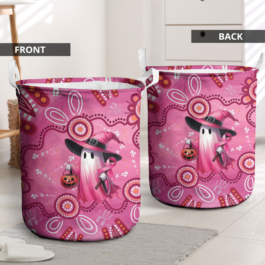Pink Ghost Ribbon Laundry Basket Aboriginal Halloween Wear Pink
