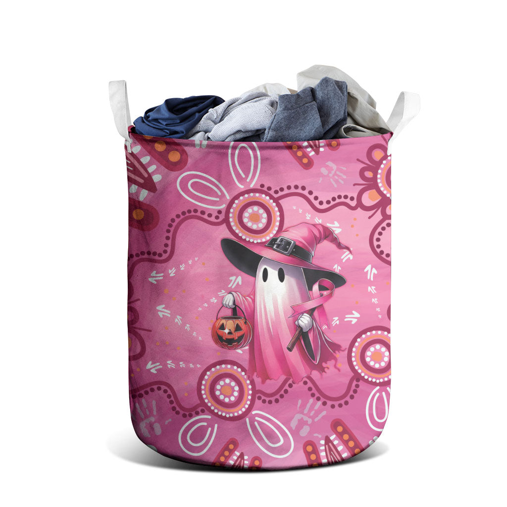 Pink Ghost Ribbon Laundry Basket Aboriginal Halloween Wear Pink