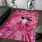 Pink Ghost Ribbon Area Rug Aboriginal Halloween Wear Pink