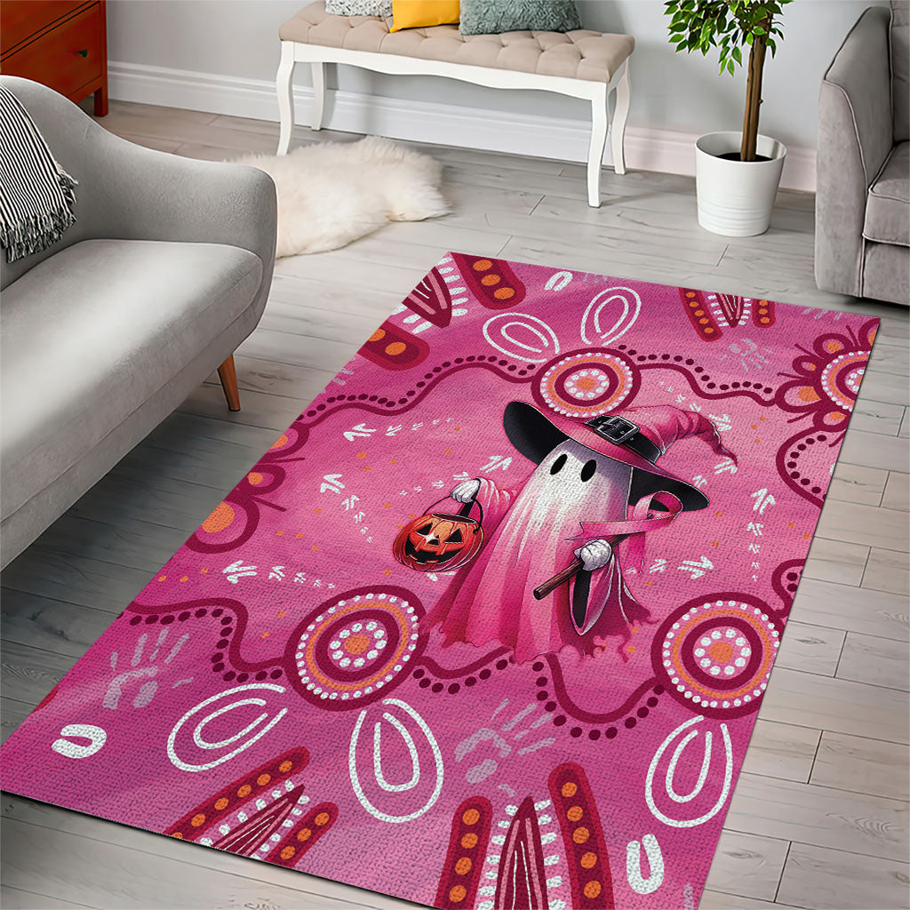 Pink Ghost Ribbon Area Rug Aboriginal Halloween Wear Pink