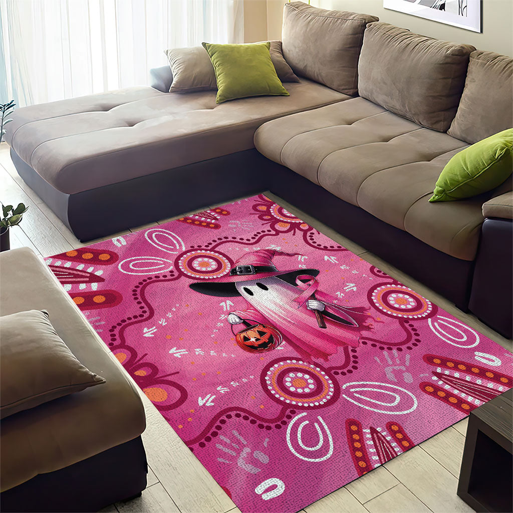 Pink Ghost Ribbon Area Rug Aboriginal Halloween Wear Pink
