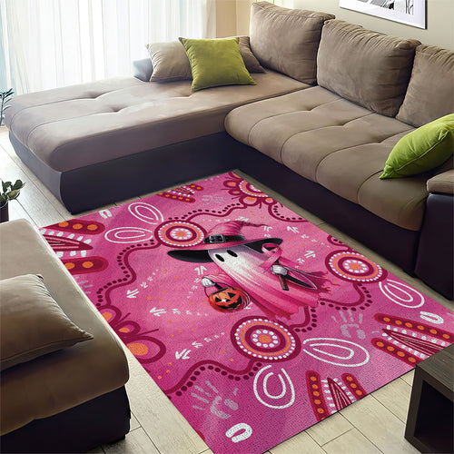 Pink Ghost Ribbon Area Rug Aboriginal Halloween Wear Pink
