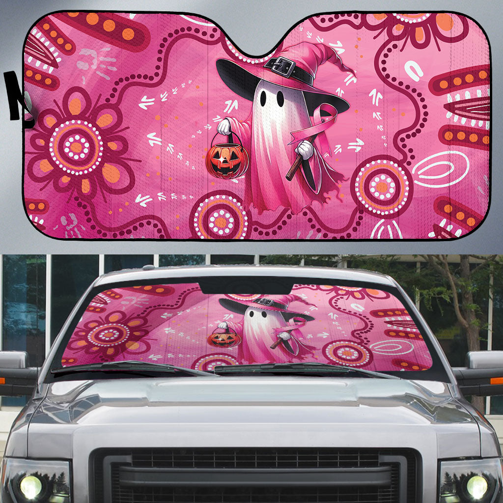 Pink Ghost Ribbon Auto Sun Shade Aboriginal Halloween Wear Pink