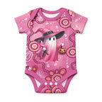 Pink Ghost Ribbon Baby Onesie Aboriginal Halloween Wear Pink