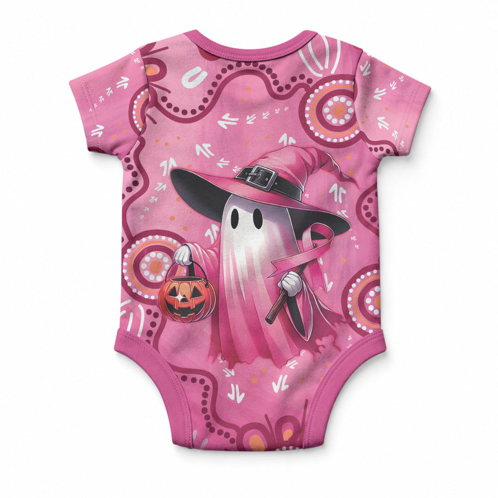 Pink Ghost Ribbon Baby Onesie Aboriginal Halloween Wear Pink