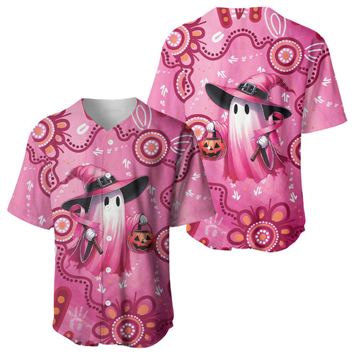 Pink Ghost Ribbon Baseball Jersey Aboriginal Halloween Wear Pink