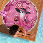 Pink Ghost Ribbon Beach Blanket Aboriginal Halloween Wear Pink
