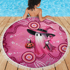 Pink Ghost Ribbon Beach Blanket Aboriginal Halloween Wear Pink