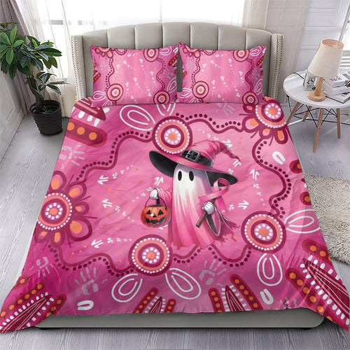 Pink Ghost Ribbon Bedding Set Aboriginal Halloween Wear Pink