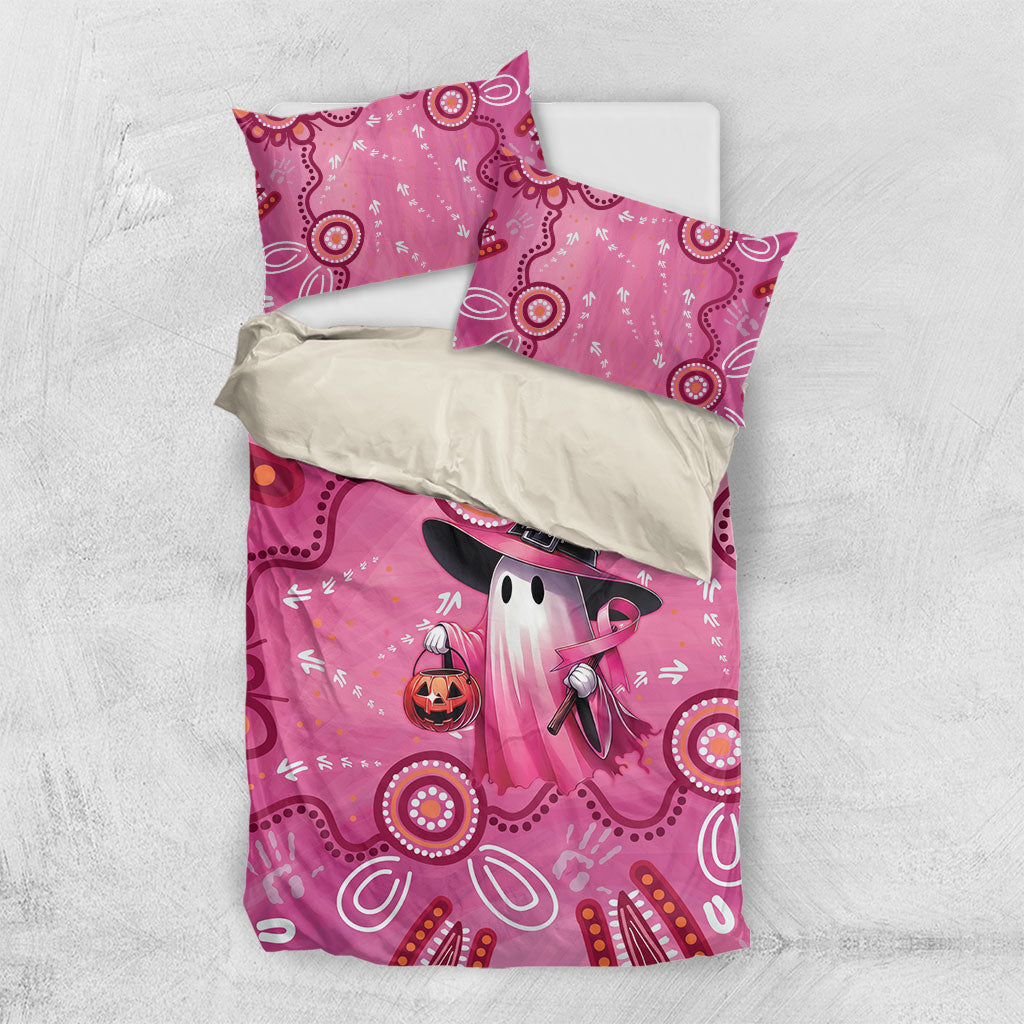 Pink Ghost Ribbon Bedding Set Aboriginal Halloween Wear Pink