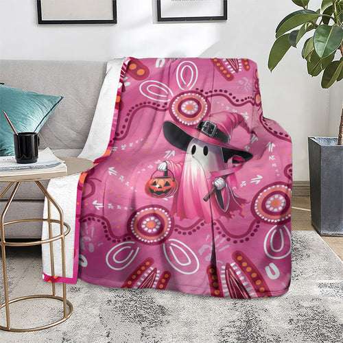 Pink Ghost Ribbon Blanket Aboriginal Halloween Wear Pink