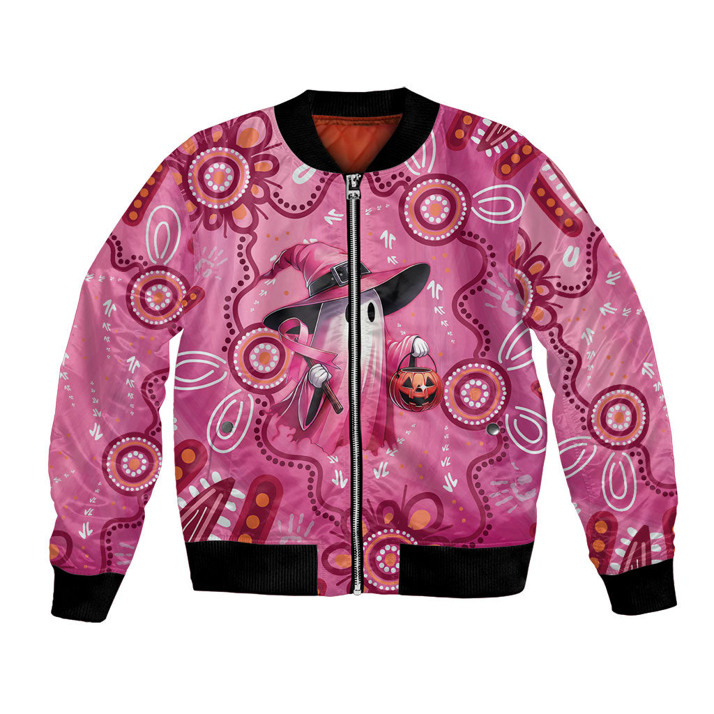 Pink Ghost Ribbon Bomber Jacket Aboriginal Halloween Wear Pink