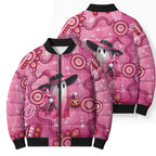 Pink Ghost Ribbon Bomber Puffer Jacket Aboriginal Halloween Wear Pink