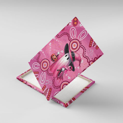Pink Ghost Ribbon Canvas Wall Art Aboriginal Halloween Wear Pink