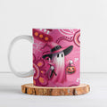 Pink Ghost Ribbon Ceramic Mug Aboriginal Halloween Wear Pink