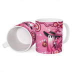Pink Ghost Ribbon Ceramic Mug Aboriginal Halloween Wear Pink