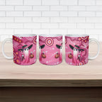 Pink Ghost Ribbon Ceramic Mug Aboriginal Halloween Wear Pink