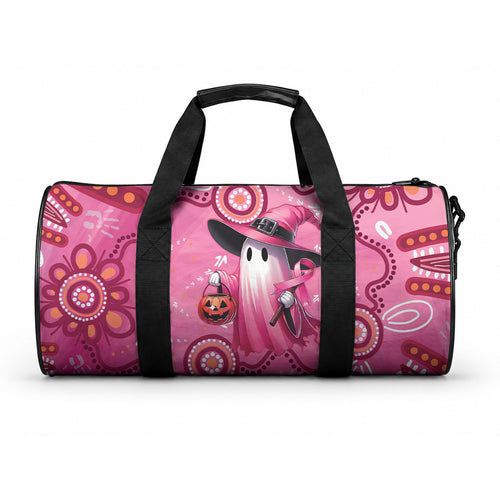 Pink Ghost Ribbon Duffle Bag Aboriginal Halloween Wear Pink