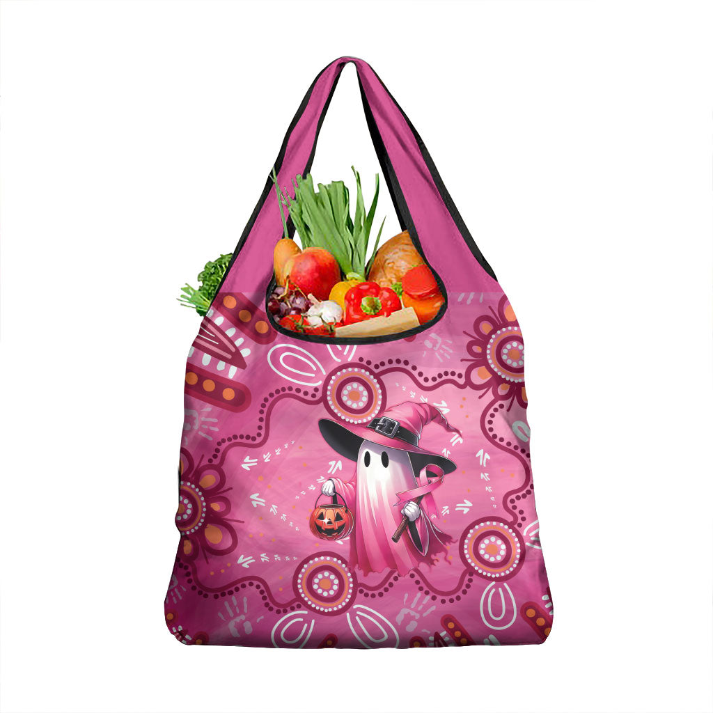 Pink Ghost Ribbon Grocery Bag Aboriginal Halloween Wear Pink