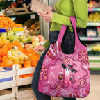 Pink Ghost Ribbon Grocery Bag Aboriginal Halloween Wear Pink