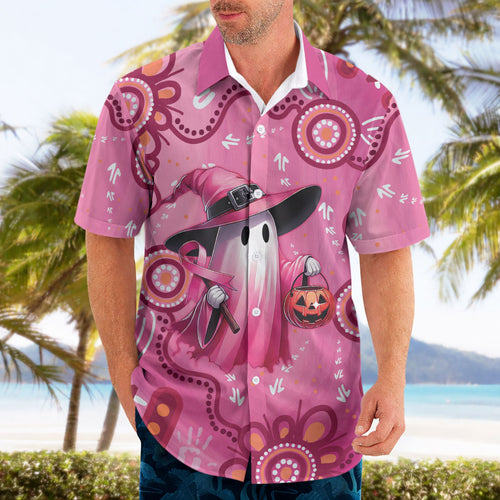 Pink Ghost Ribbon Hawaiian Shirt Aboriginal Halloween Wear Pink
