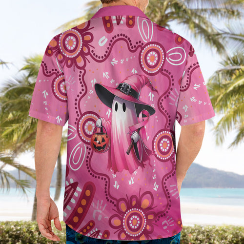Pink Ghost Ribbon Hawaiian Shirt Aboriginal Halloween Wear Pink