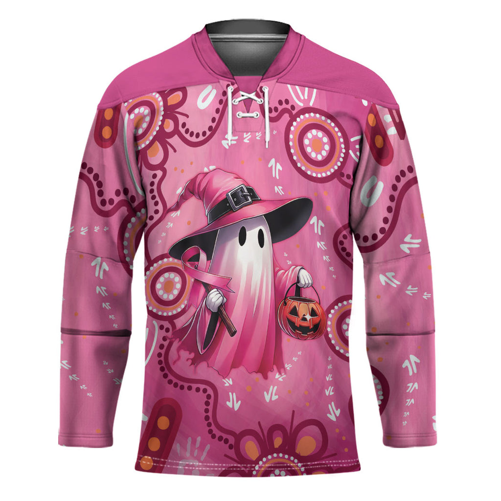 Pink Ghost Ribbon Hockey Jersey Aboriginal Halloween Wear Pink