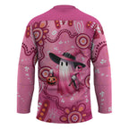 Pink Ghost Ribbon Hockey Jersey Aboriginal Halloween Wear Pink