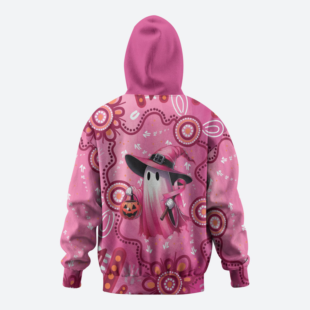 Pink Ghost Ribbon Hoodie Aboriginal Halloween Wear Pink