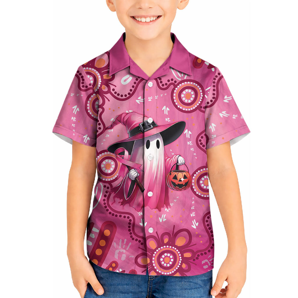 Pink Ghost Ribbon Kid Hawaiian Shirt Aboriginal Halloween Wear Pink