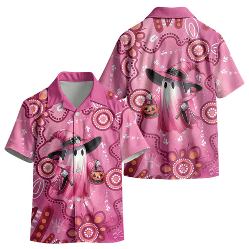 Pink Ghost Ribbon Kid Hawaiian Shirt Aboriginal Halloween Wear Pink