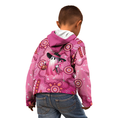Pink Ghost Ribbon Kid Hoodie Aboriginal Halloween Wear Pink