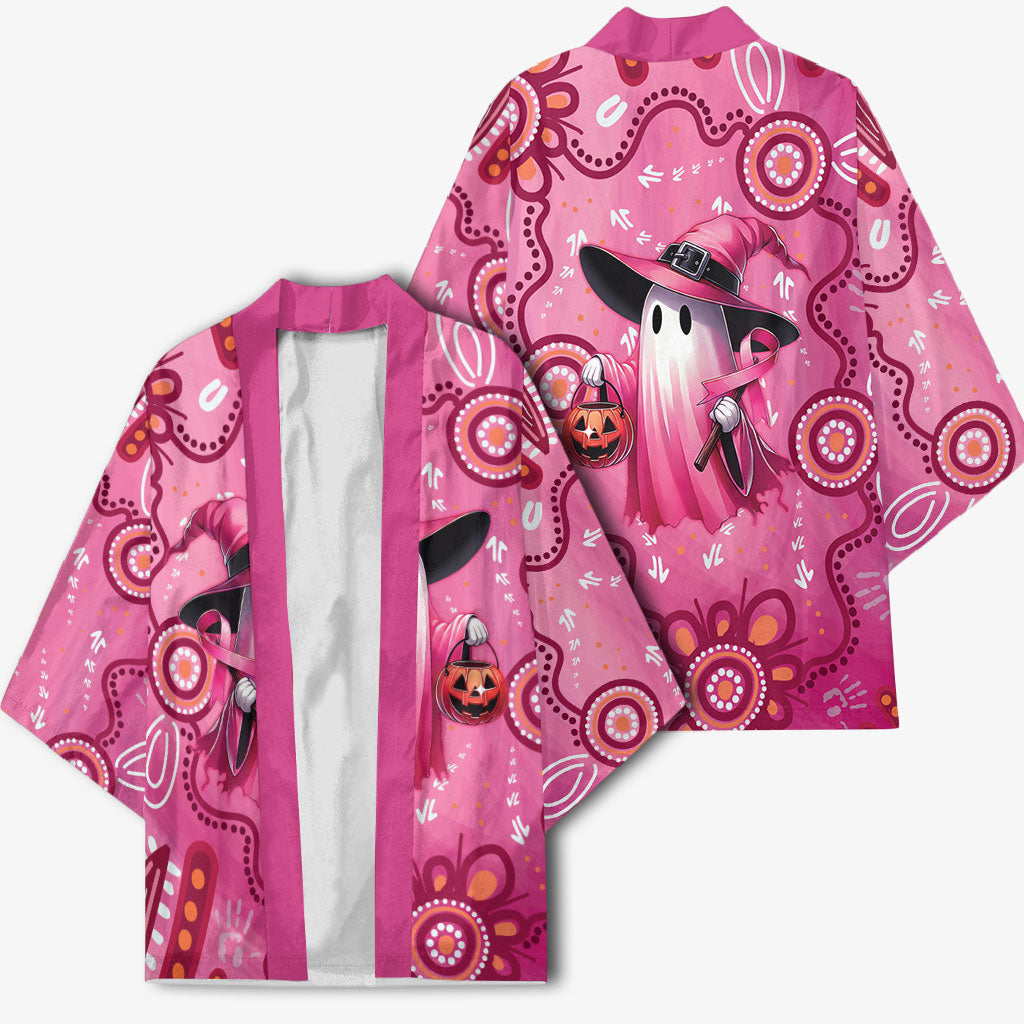 Pink Ghost Ribbon Kimono Aboriginal Halloween Wear Pink