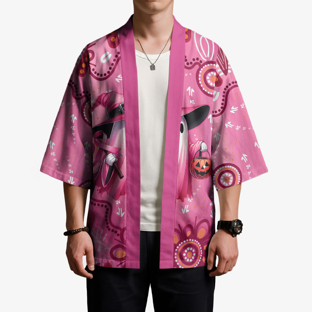 Pink Ghost Ribbon Kimono Aboriginal Halloween Wear Pink