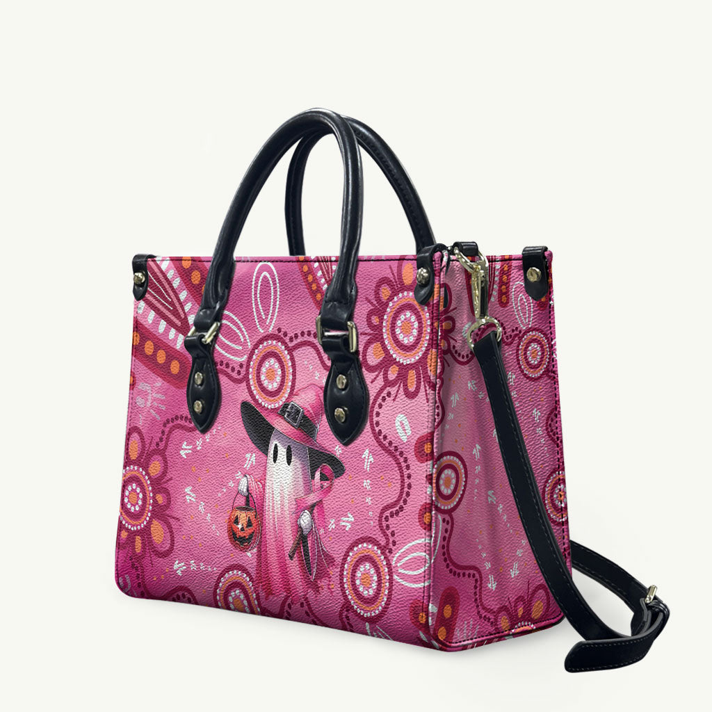 Pink Ghost Ribbon Leather Bag Aboriginal Halloween Wear Pink