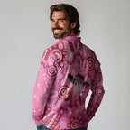 Pink Ghost Ribbon Long Sleeve Polo Shirt Aboriginal Halloween Wear Pink
