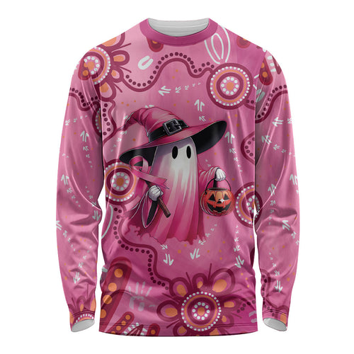 Pink Ghost Ribbon Long Sleeve Shirt Aboriginal Halloween Wear Pink