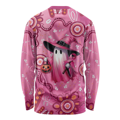 Pink Ghost Ribbon Long Sleeve Shirt Aboriginal Halloween Wear Pink