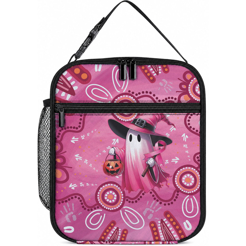 Pink Ghost Ribbon Lunch Bag Aboriginal Halloween Wear Pink