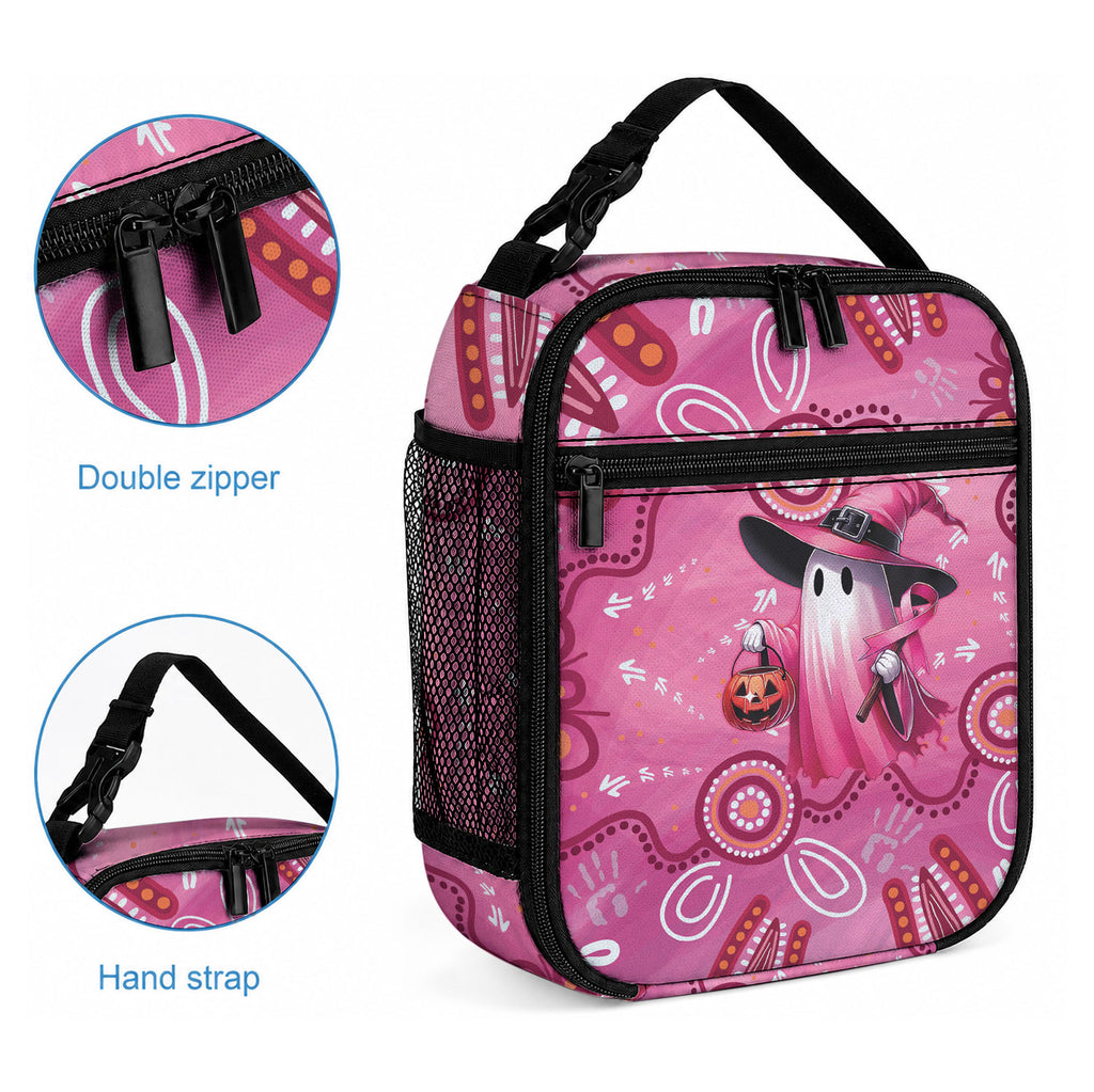 Pink Ghost Ribbon Lunch Bag Aboriginal Halloween Wear Pink