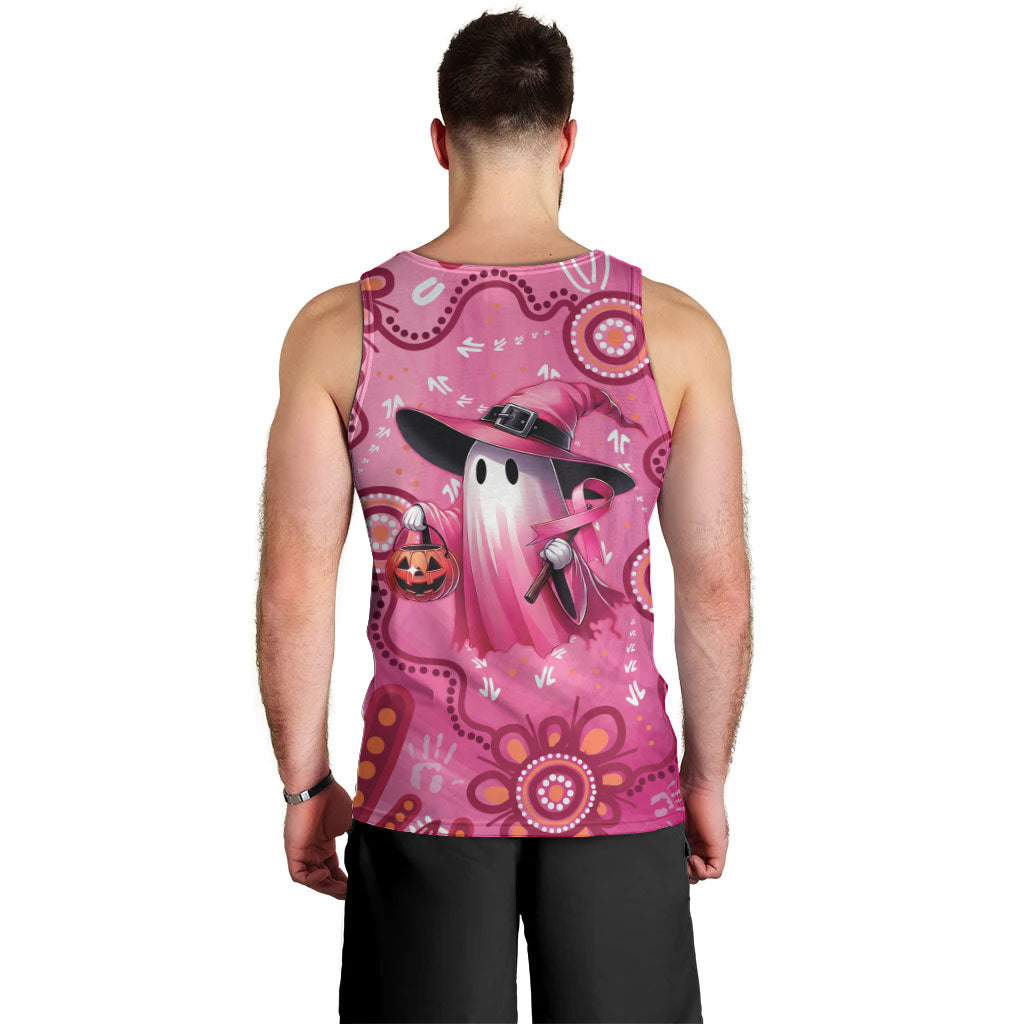 Pink Ghost Ribbon Men Tank Top Aboriginal Halloween Wear Pink