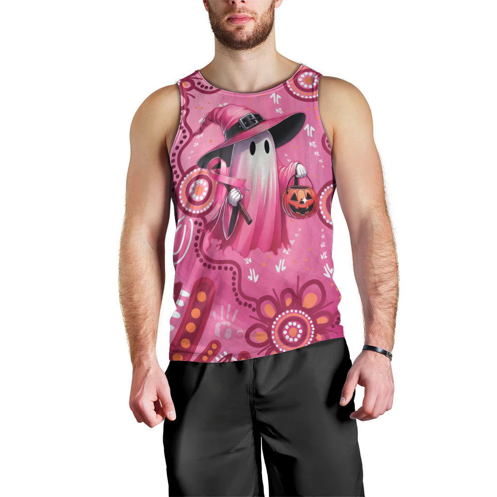 Pink Ghost Ribbon Men Tank Top Aboriginal Halloween Wear Pink