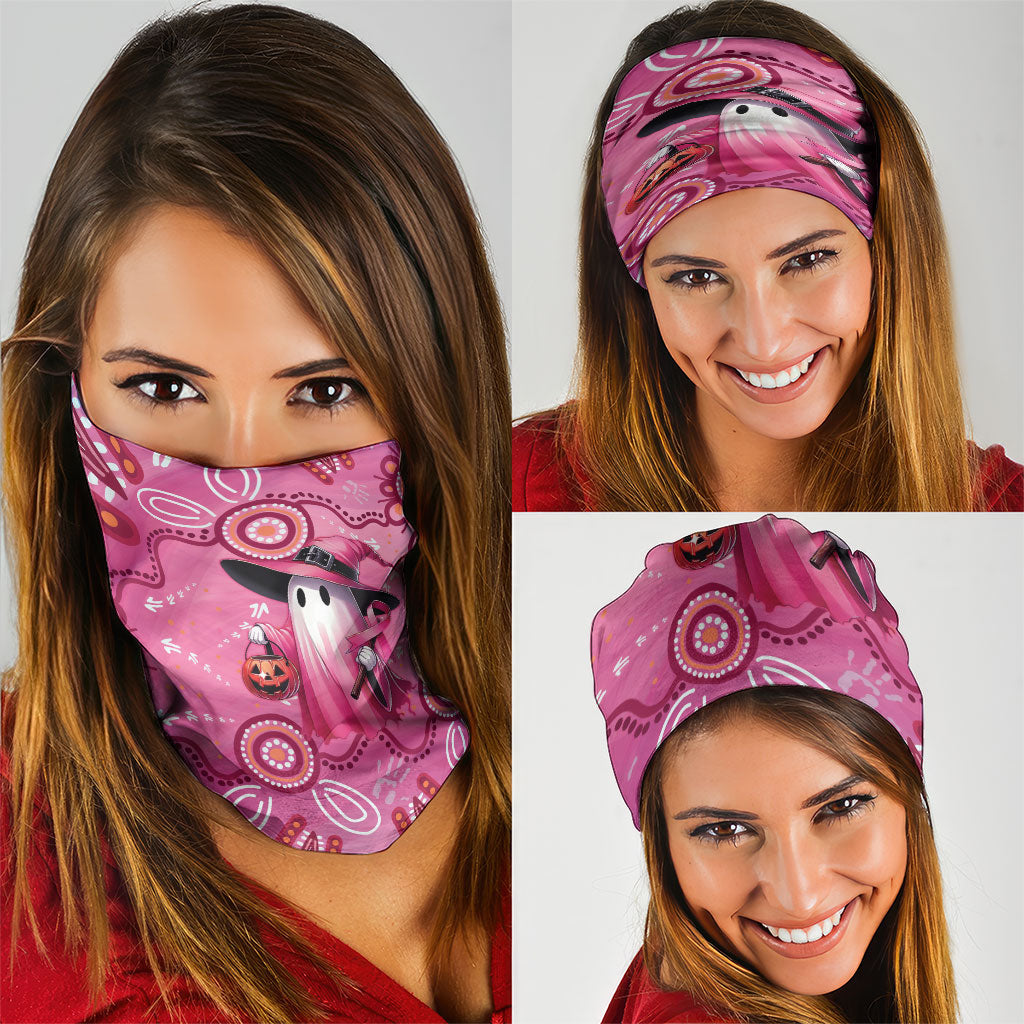 Pink Ghost Ribbon Neck Gaiter Aboriginal Halloween Wear Pink