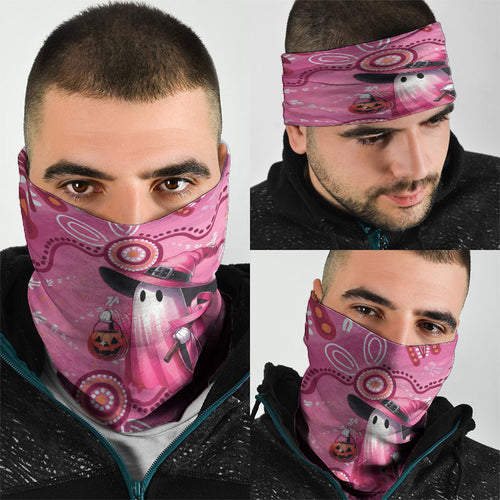 Pink Ghost Ribbon Neck Gaiter Aboriginal Halloween Wear Pink