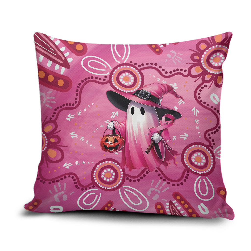 Pink Ghost Ribbon Pillow Cover Aboriginal Halloween Wear Pink