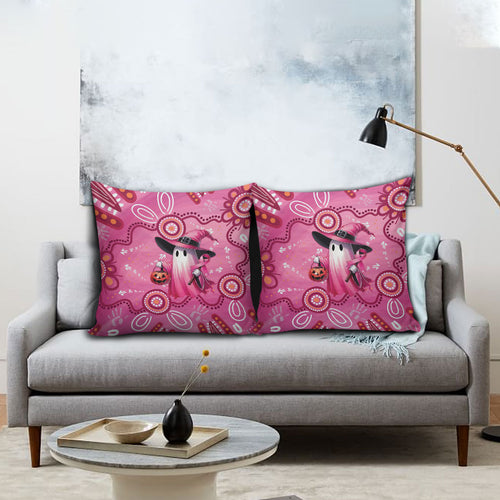 Pink Ghost Ribbon Pillow Cover Aboriginal Halloween Wear Pink