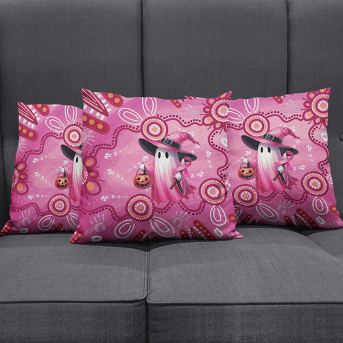 Pink Ghost Ribbon Pillow Cover Aboriginal Halloween Wear Pink